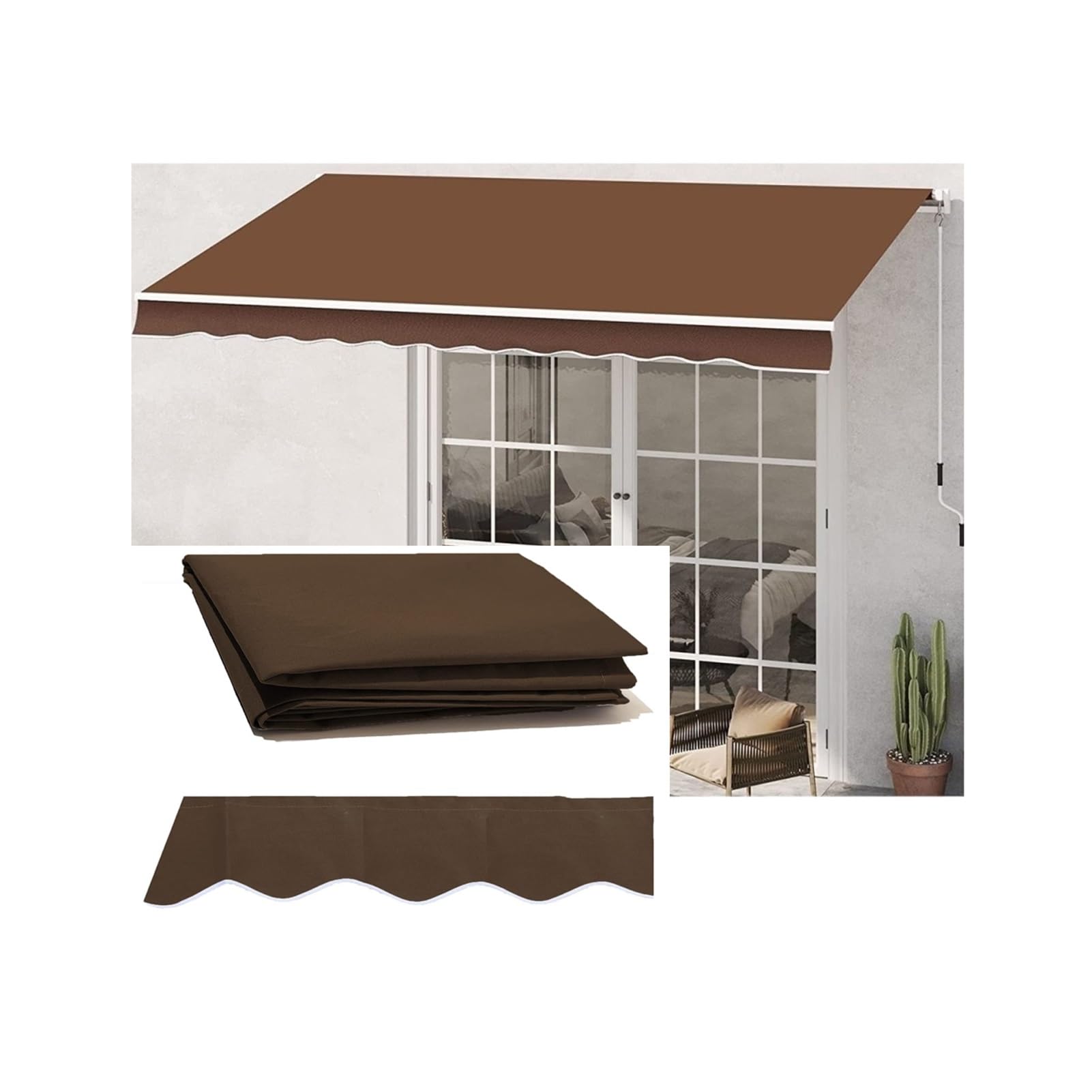 Toldo para evitar calor y lluvia en terraza lona impermeable marrón