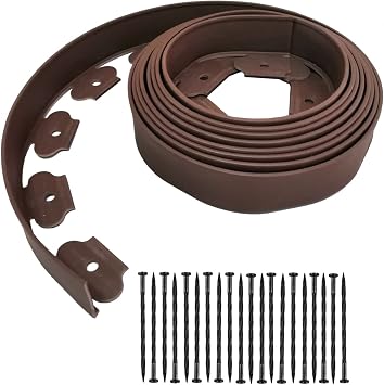 Landscape Edging,20ft Plastic Garden Edging with 20 Stakes,Lawn Edging for Lawn,Yard,Flower Gardens Border Brown-20FT