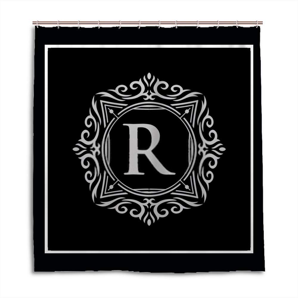Rideau de douche imperméable en polyester lavable avec crochets en C 168x183cm
