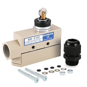 Baomain Horizontal Roller Plunger Micro Switch TZ-6102 with M20 Cable Glands Work for Heavy Duty Door, Sliding Doors/Windows, Pioneer,Welbon, Air Curtains, Maxwell with IP65 Waterproof