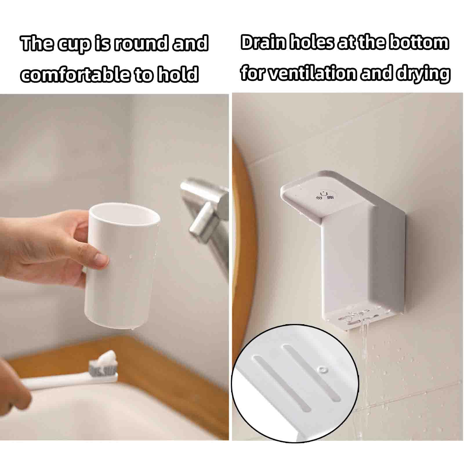 JUSHZ Porta Dentifricio Porta Spazzolino da Muro Portaspazzolini da Bagno Porta Spazzolini Portaspazzolino da Parete Spremi Dentifricio Montato A Parete (8X4.7X10cm,White)