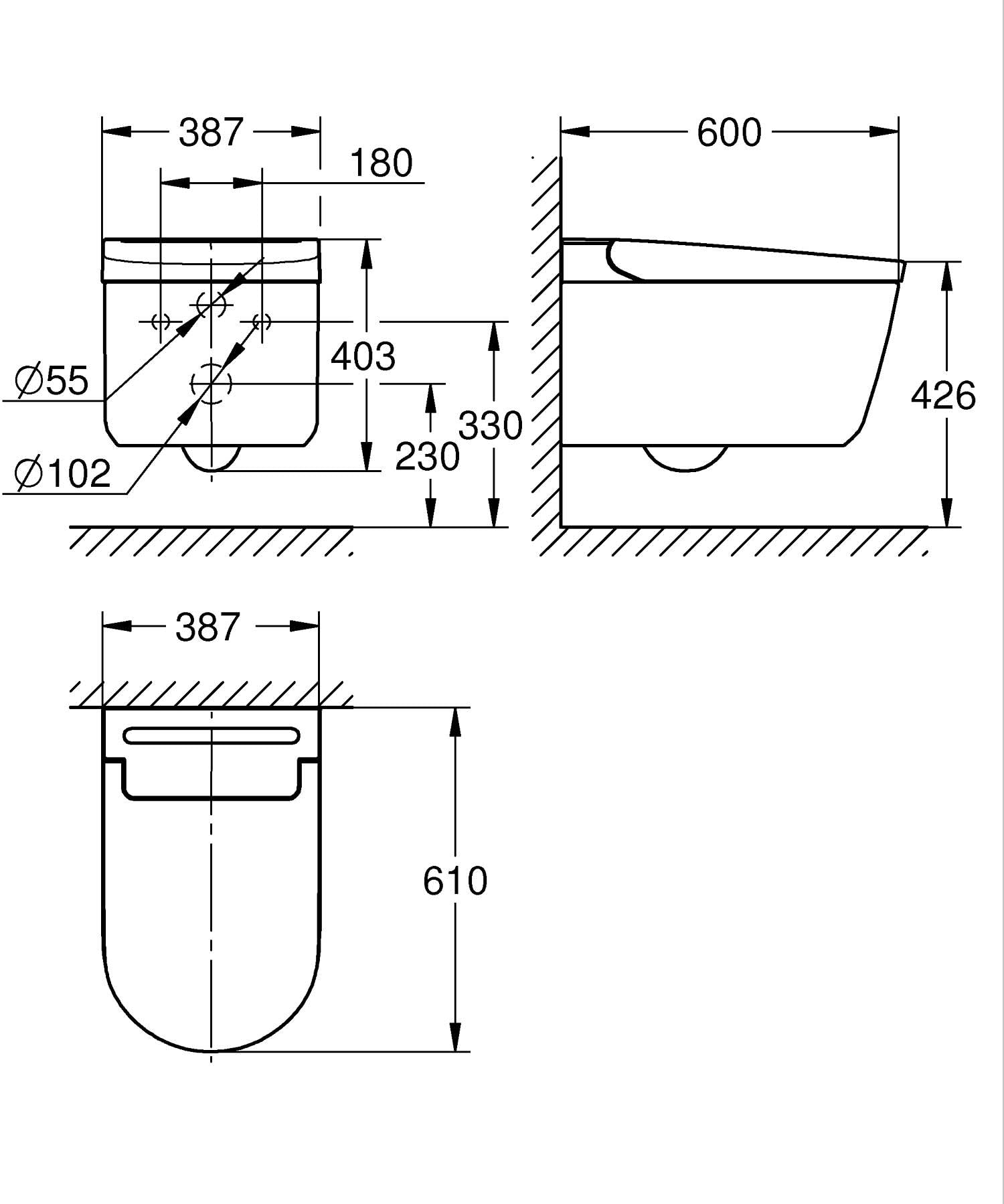 GROHE Sensia Shower toilet WC con funzione bidet integrata, include telecomando con supporto a parete, set di allacciamento idrico per cassetta di sciacquo, 36507SH0