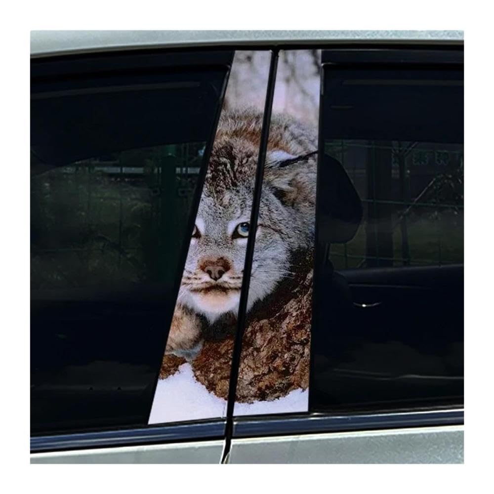 Body Parts 2pcs Auto B-Pillar Stickers Lynx Cat Car Center Column Decoration Cover Scratches Waterproof Decals(C)