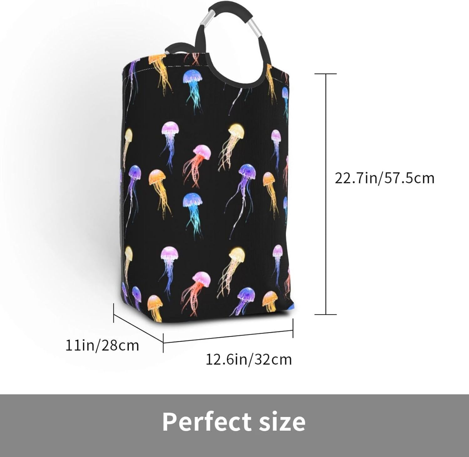Floating jellyfish Foldable storage bag, 50L capacity, suitable for laundry room, dormitory bedroom, dirty clothes storage basket.