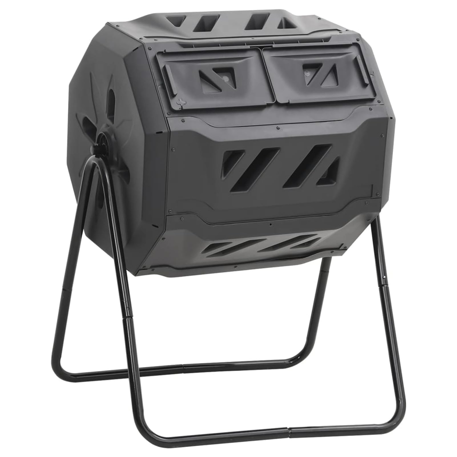 Contenedor de compostaje de jardín Negro 73x64x95 cm 160 L Compostador Capacidad de 300L Compostera Orgánica para Producción Abono de Jardín Exterior