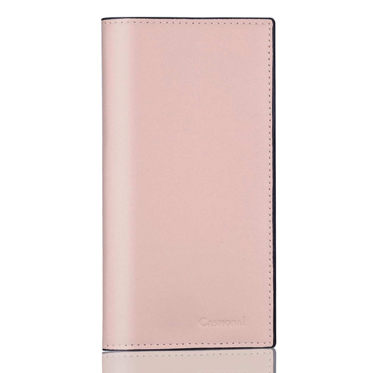 CASMONAL Premium Leather Checkbook Cover For Men & Women Checkbook Holder Wallet RFID Blocking(Pink Champagne)