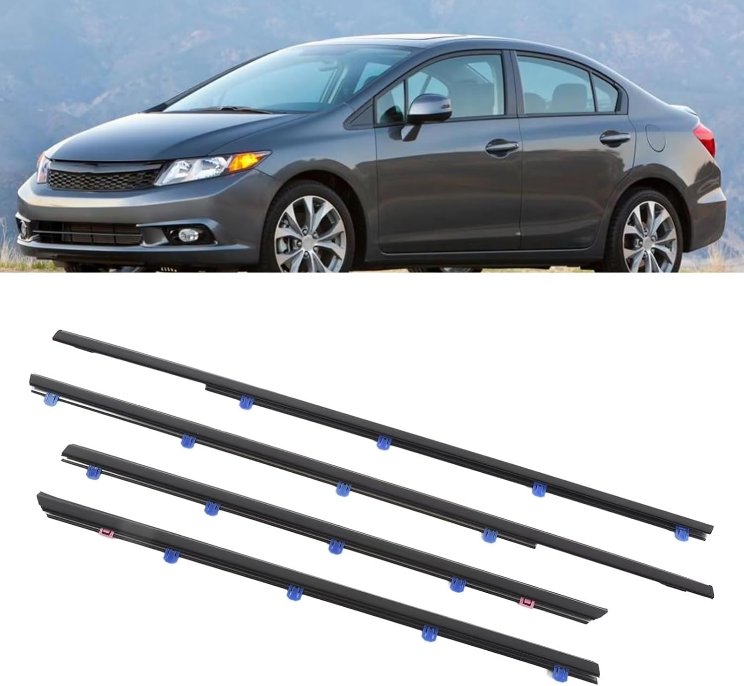 車の窓ガラスシールストリップ Compatible With Civic 2012 2013 2014 2015 車の窓用ゴム製ウェ 車外窓用ウェザー  ストリップ シトロエンエリゼ 2014 2015 2016 車のドアシールストリップステッカーウェザーストリップゴム Vuzmode  ウィンドウドアシール、シトロエン用 ... 車の窓ガラスシールストリップ Compatible With Civic Sedan 2012 2013 2014 2015に適合