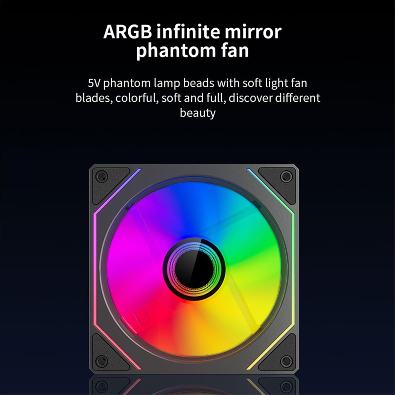 1 ventola ARGB da 120 mm a specchio, 5 V, 3 pin/4 pin, PWM, ventola di raffreddamento CPU per PC per gaming, design silenzioso e ciclico (nero in avanti)