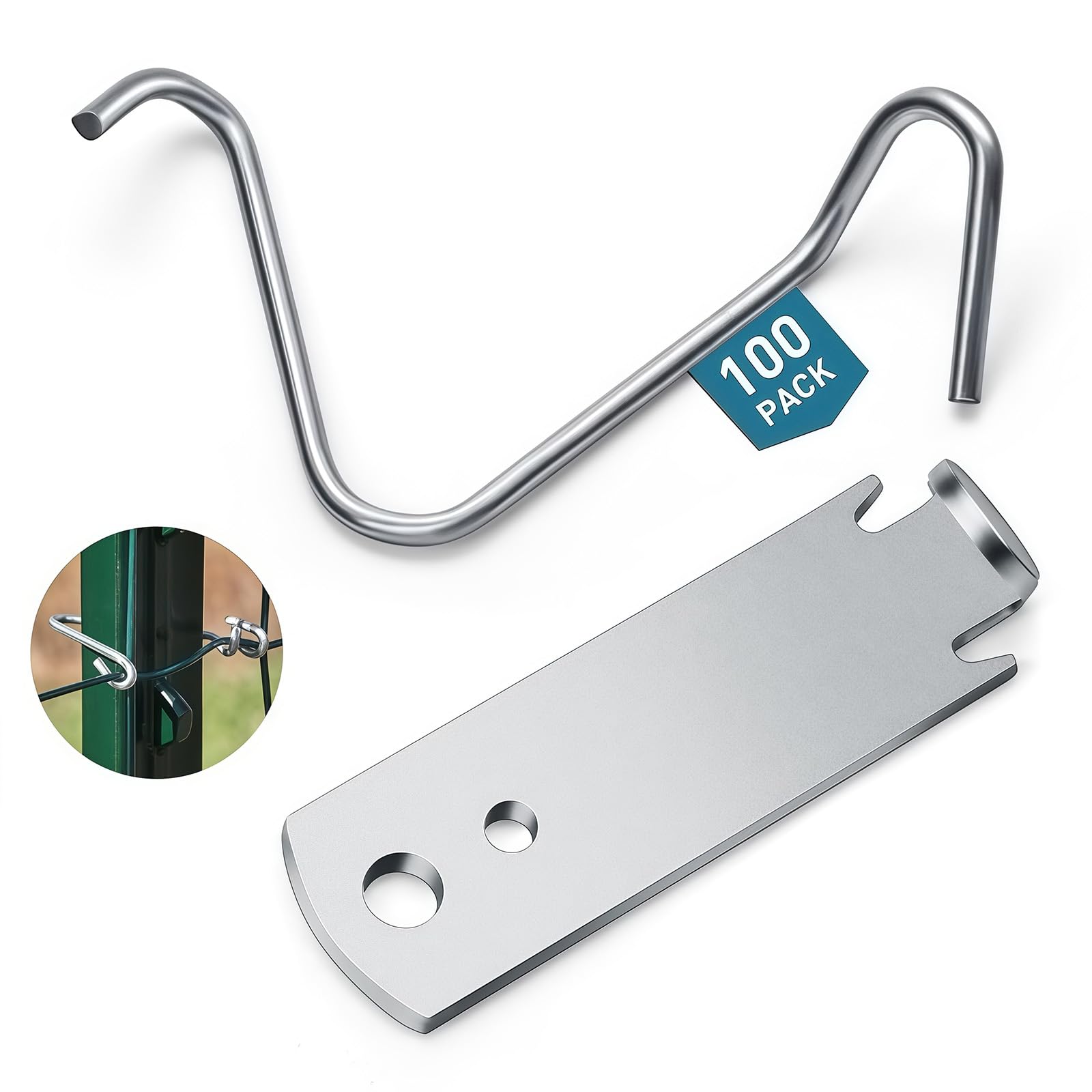 100 Uds Clips para de poste en T de resistencia con herramienta de alambre para proyectos de vallado de granja, Rancho y jardín, suministros de construcción de vallas