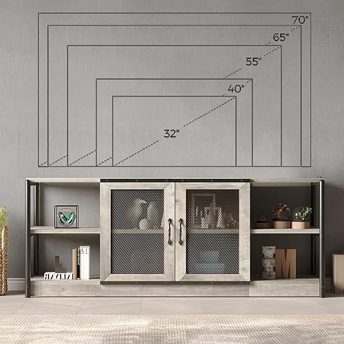 Miniatura 5 de IDEALHOUSE Soporte de TV para TV de más de 65 pulgadas, gabinete de consola de medios de entretenimiento industrial, soporte de TV con