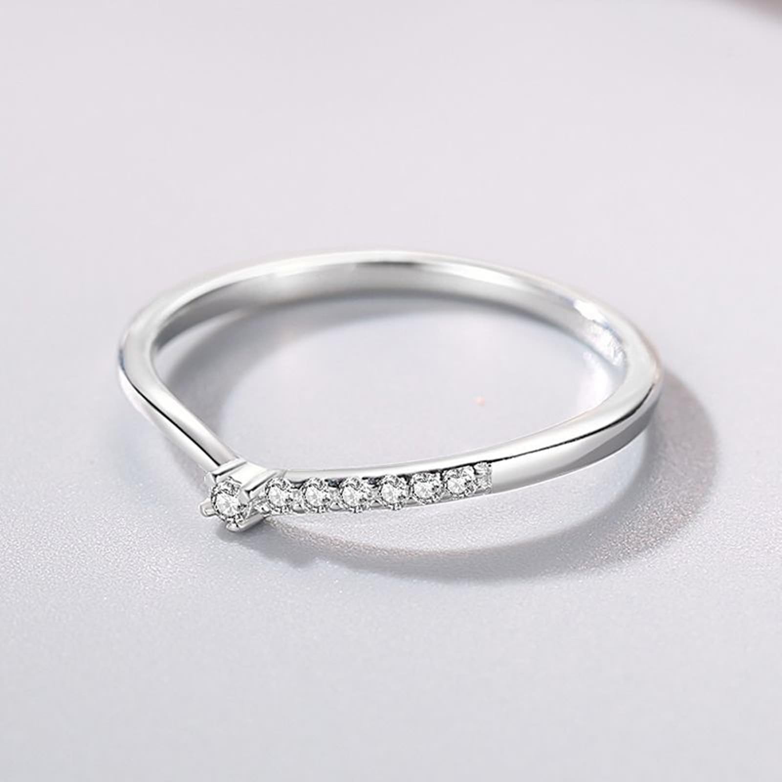 Anillo de oro blanco Au 375/585/750 para parejas de oro auténtico, anillo apilable clásico para parejas con diamante, anillos de amistad 9 K/14 K/18 K, oro blanco, talla 47-65