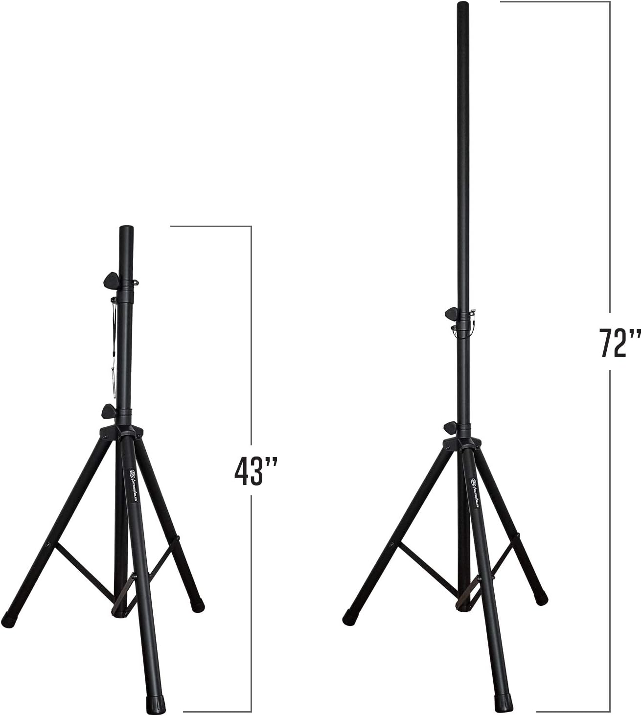 Heavy-Duty DJ Tripod Stands (Pair) with Bag by AxcessAbles| Adjustable Height 42” to 72" PA Speaker Stands| 80lb Portable PA Stands Compatible with Powered Speakers (SSB-101)
