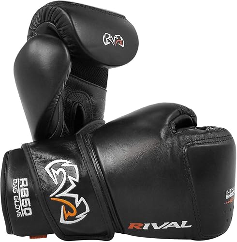 RIVAL Boxing RB50 Intelli-Shock - Guantes compactos para bolsa, cierre de gancho y bucle, forro interior suave, acolchado de espuma multicapa