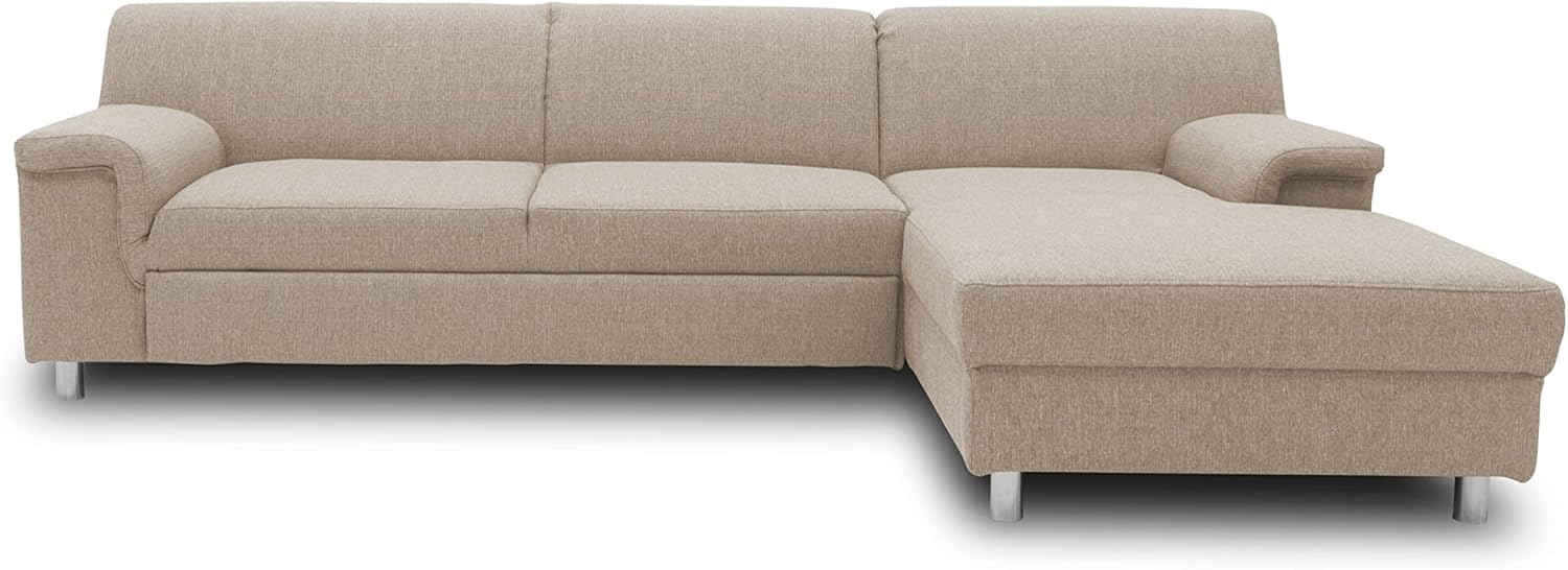 DOMO. collection Junin - Sofá esquinero con función de Dormir para sofá (251 x 150 cm), Color Beige