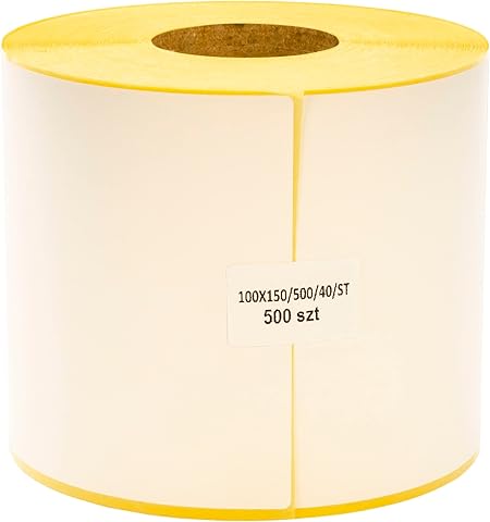 Etiquetas térmicas blancas en rollo - 100 x 150 mm - 500 unidades - manga 40 mm - adhesivo permanente, etiquetas de envío, etiquetas térmicas de 4