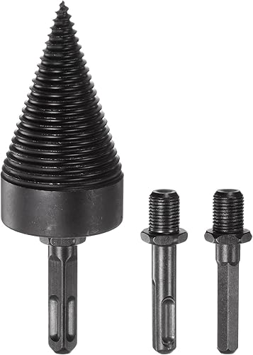 HARFINGTON Broca de leña Divisor de madera, 4 piezas de tornillo extraíbles de 1.772 in, taladro divisor de troncos de madera, taladro eléctrico,