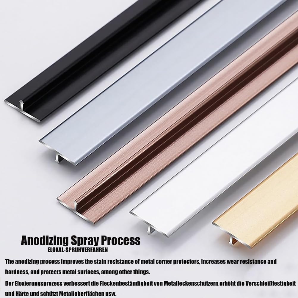 Aluminiowy profil przejściowy w kształcie litery T ochraniacz krawędzi do drewna na płytki, 3 sztuki 90 cm, czarna listwa przejściowa o szerokości 12 mm do podłóg laminowanych