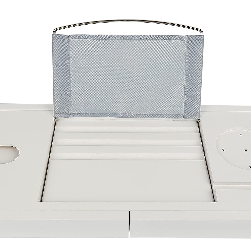 HUOLE Vassoio per Vasca da Bagno, in bambù, Estensibile, con Supporto per Computer Portatile e Supporto per iPad, Telefono, Tablet, Kindle, Vino e Candele