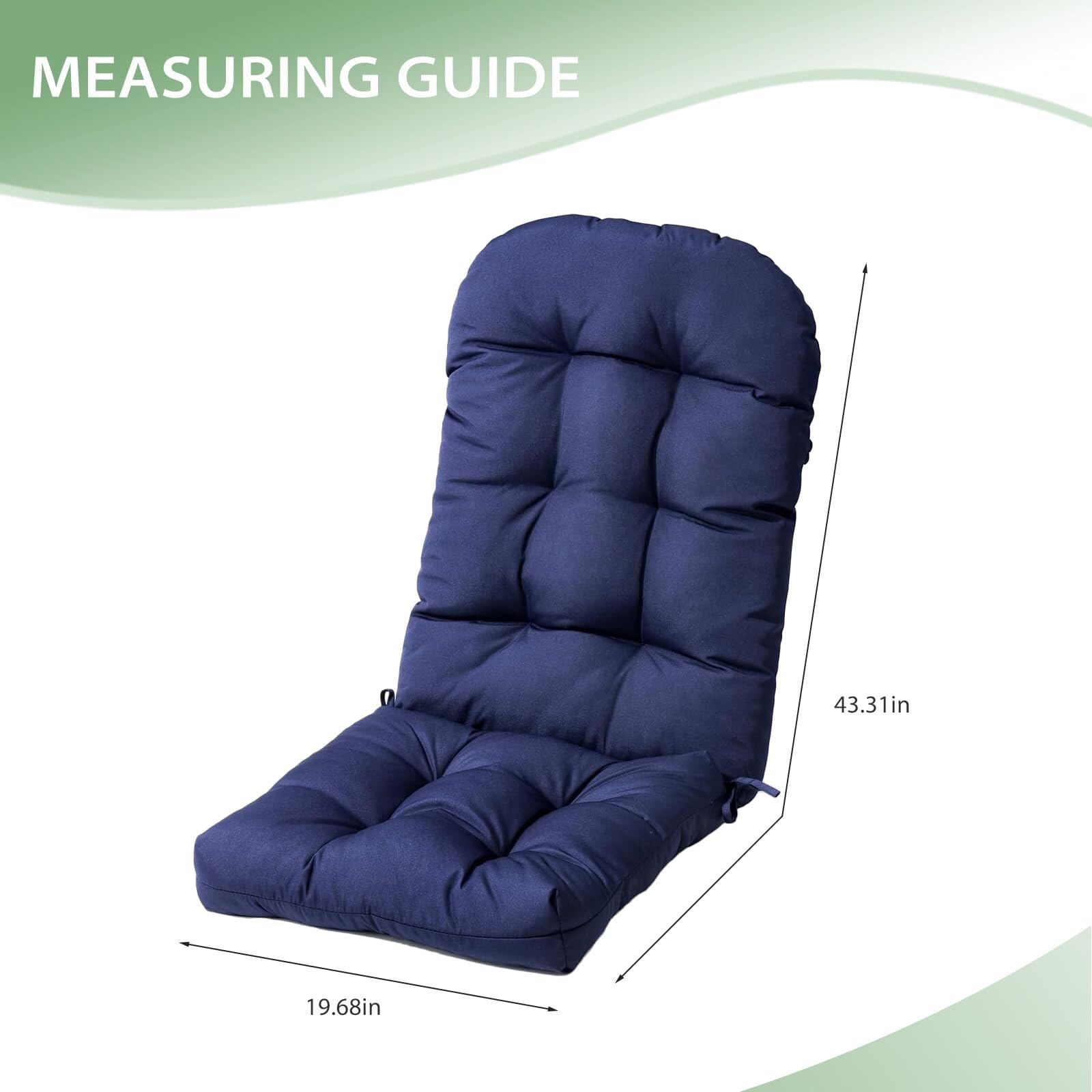 Adirondack Cojín Impermeable Respaldo Alto Silla Mecedora Exteriores Patio Negro