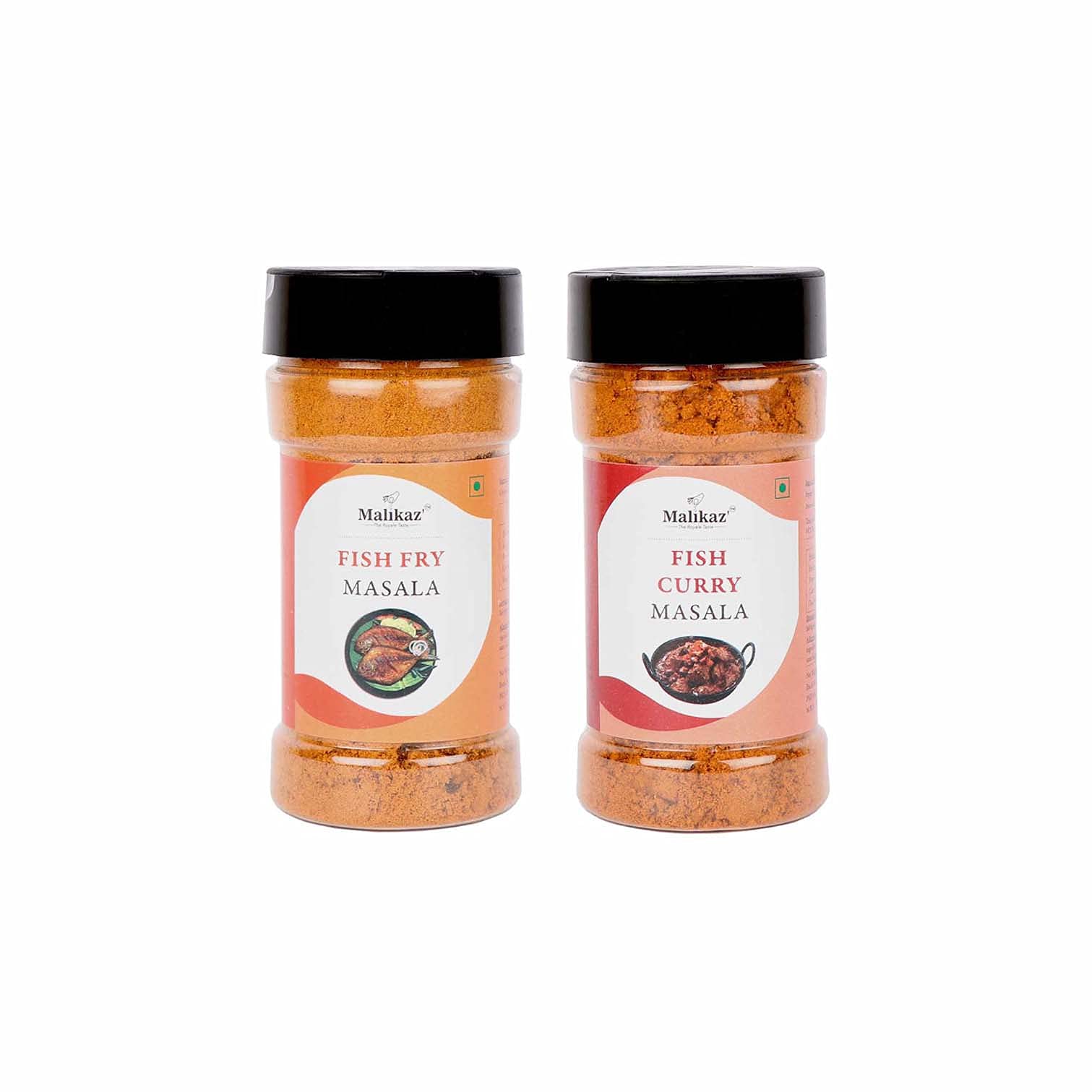 Malikaz' The Royale Taste Machi Masala Combo (Fish Curry Masala, 90g | Fish Fry Masala, 90g) Jar, 180 g
