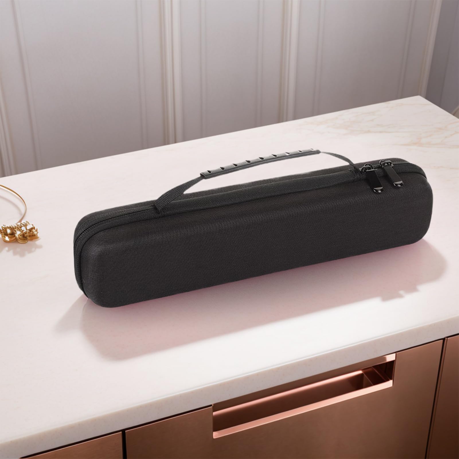 Etui na flet, wodoodporna torba EVA o wysokiej g?sto?ci, podró?ny na lokówk? z zamkiem b?yskawicznym, na instrumenty muzyczne oraz loki i prostownice