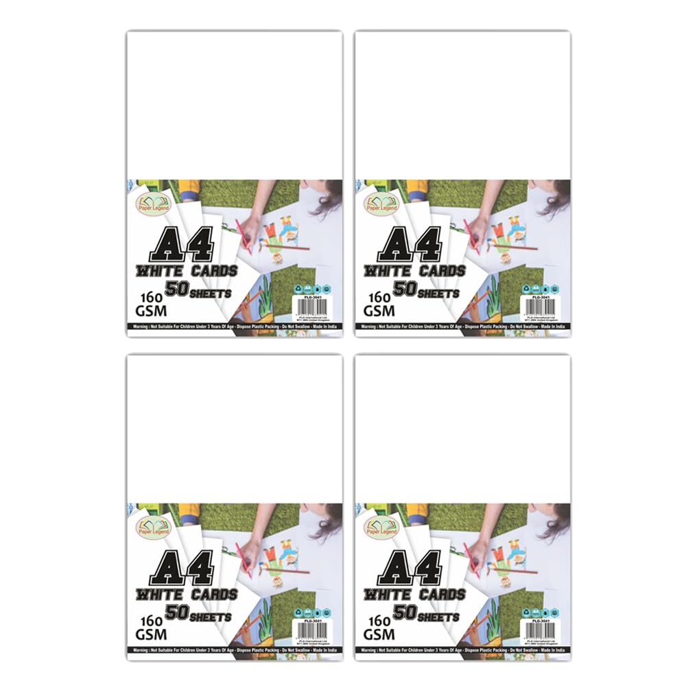 200 Sheets - A4 White Card 160GSM Cardstock- Ideal for Scrapbooking, Cards Making Presentation, Display, Mounting and Cards Stock Smooth and Bright White Printer A4 Card Copier Paper