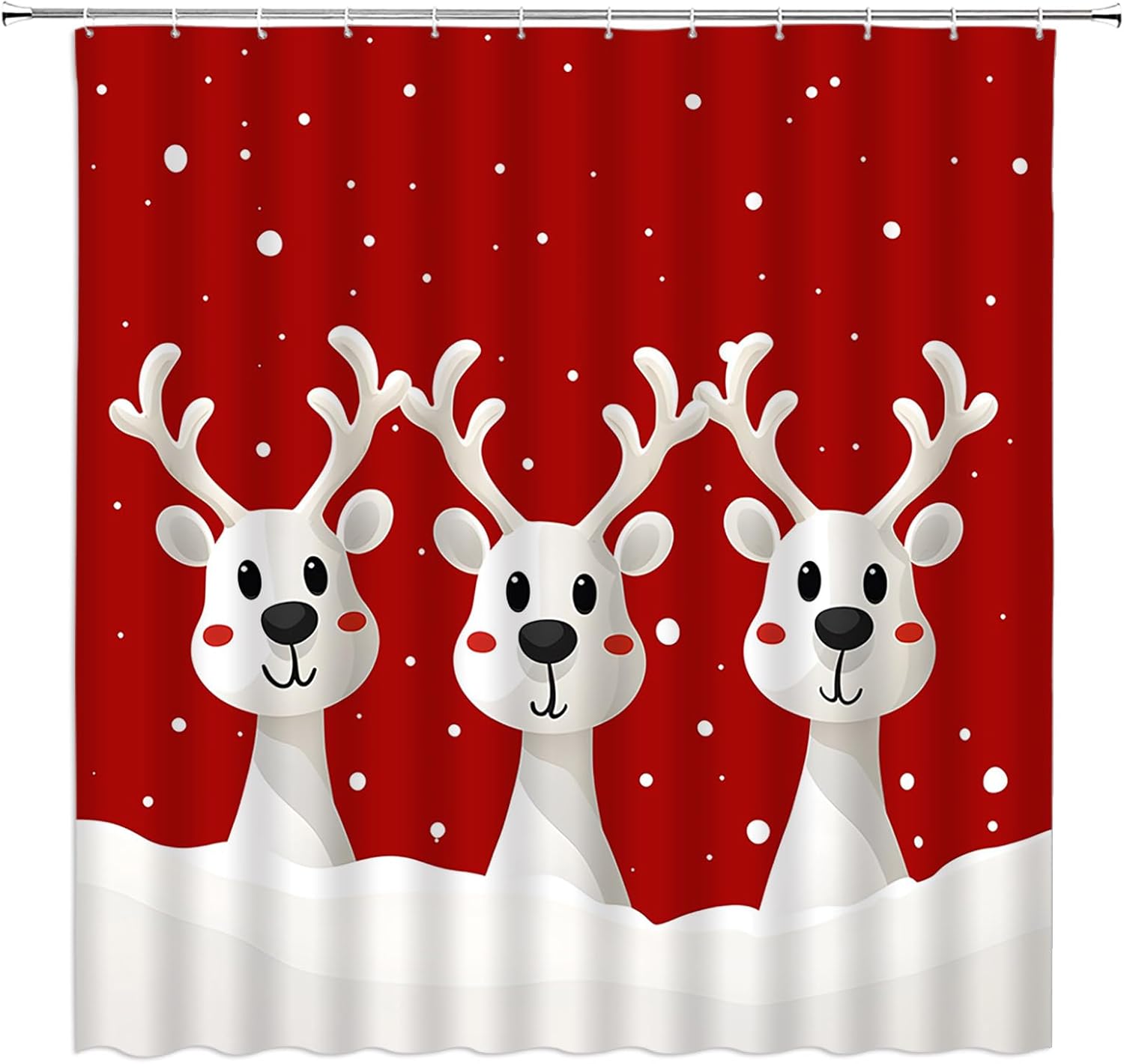 Christmas Shower Curtain Retro Farmhouse Rustic Horse Xmas Tree Winter Near Year Fabric Decorative Bathroom Curtains with Hooks,Red Green Brown