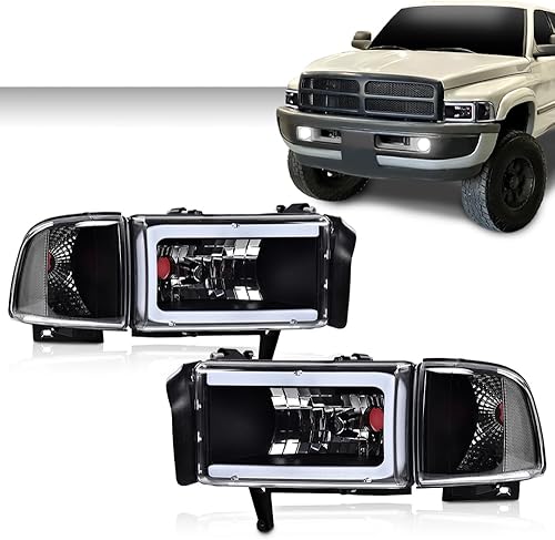 Miniatura 2 de GRAND ORANGE Tira de luz LED sin bombillas compatibles con Dodge Ram 1500 1994-2001Dodge Ram 2500 3500 1994-2002 lente transparente carcasa negra