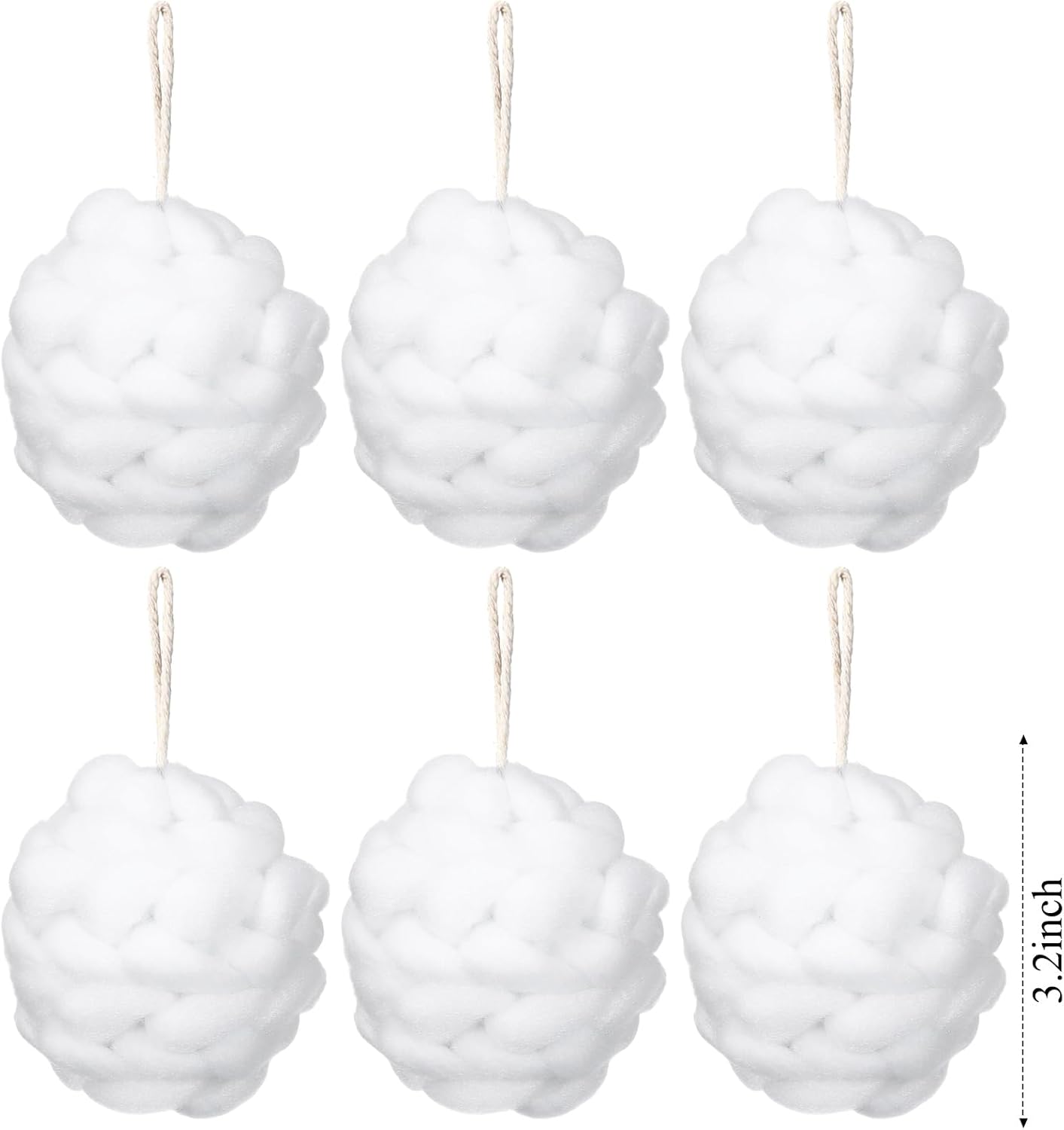 soulchen 6 pcs farmhouse rustic crochet christmas ball 3.5 inch neutral christmas ornaments handmade chunky knitted cozy xmas tree decor ball neutral hanging decoration for xmas tree(white)