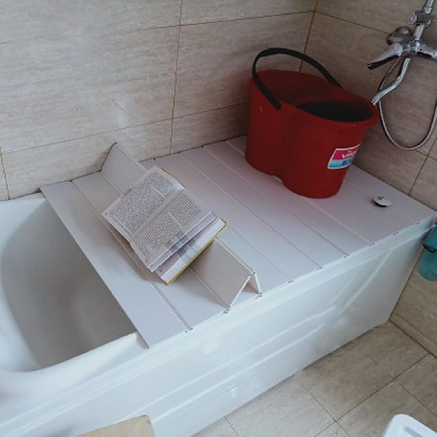 Folding Bathtub Cover Waterproof Insulation Cover Strong Load-Bearing PVC Bath Tray Apply to Basin Bathhouse Gym Thickness 0.7cm (Color : White Size : 70cmx140cm) (White 75cmx170cm)