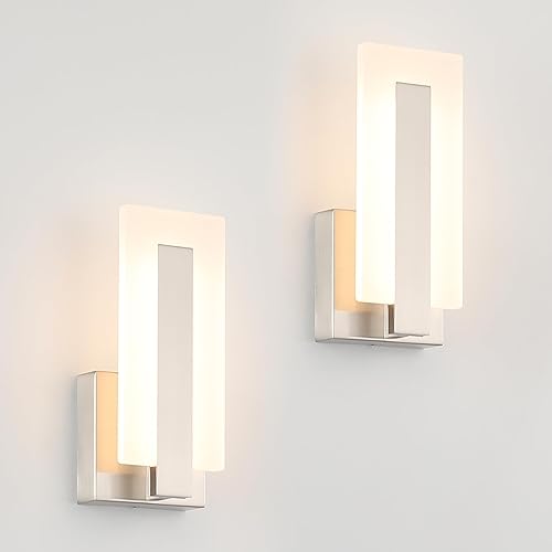 Vista 11 de Joosenhouse Modernos apliques LED de pared arriba y abajo, luz negra de 3000 K, luces de pared blancas cálidas, juego de 2, iluminación de pared