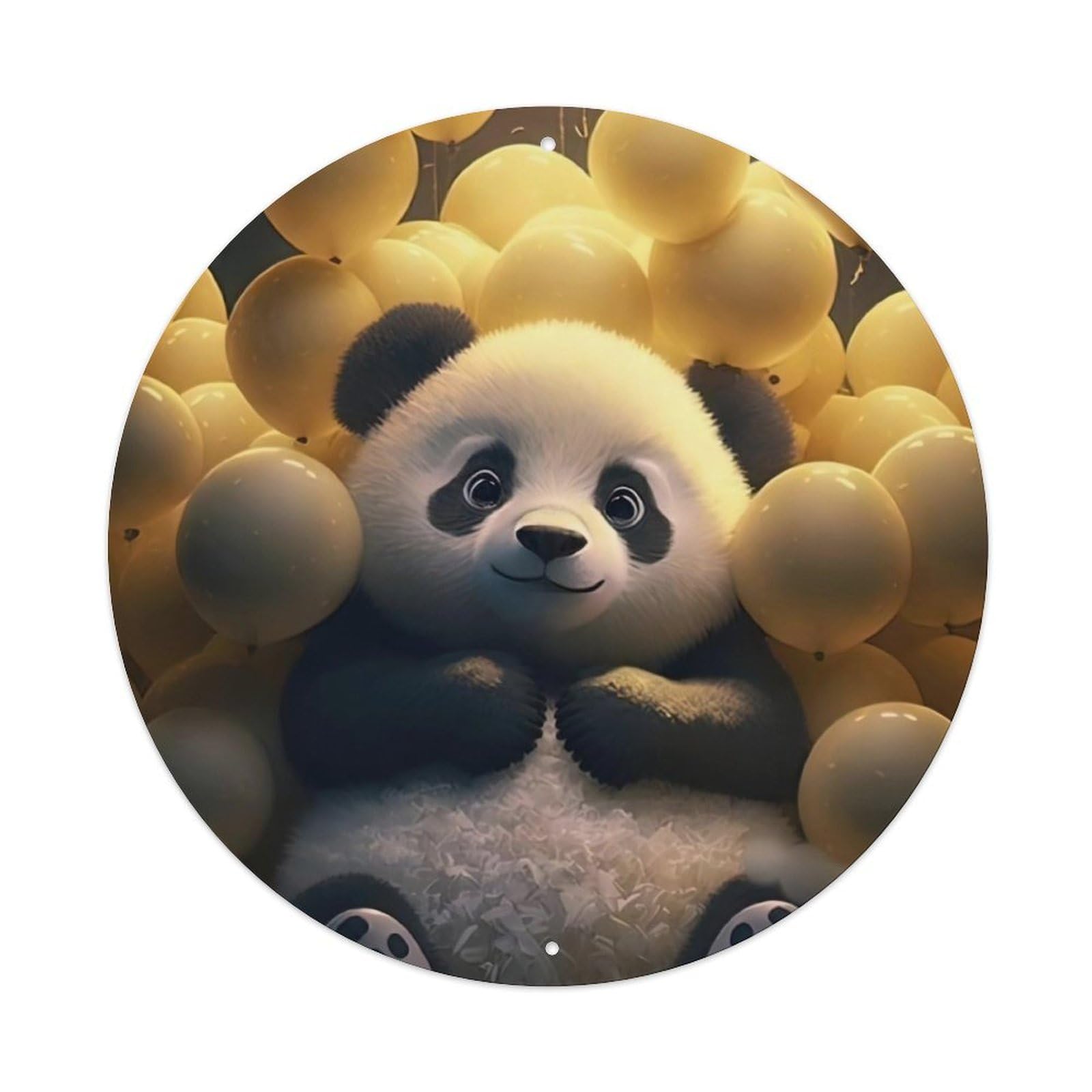 Animal Cute Panda Playing Snow Metal Tin Sign