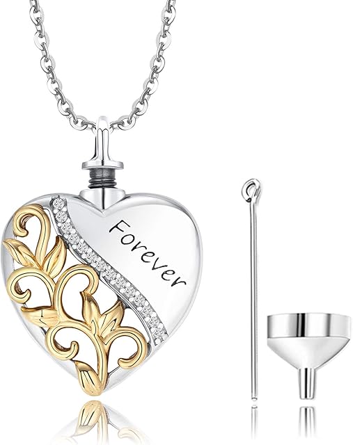 Odinstone Tree of Life Urn Necklace for Ashes, 925 Sterling Silver Ashes Jewellery with Abalone Shell Keepsake Ashes Memorial Locket Cremation Jewellery with Funnel Filler