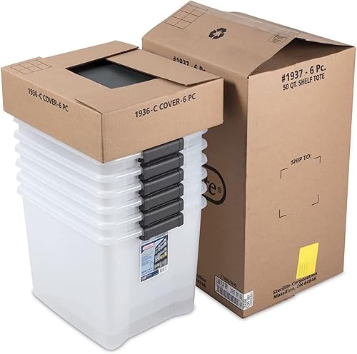 Miniatura 4 de Sterilite Bolsa de almacenamiento apilable de 50 cuartos de galón, contenedor de plástico para organizar estantes de armario, base transparente y