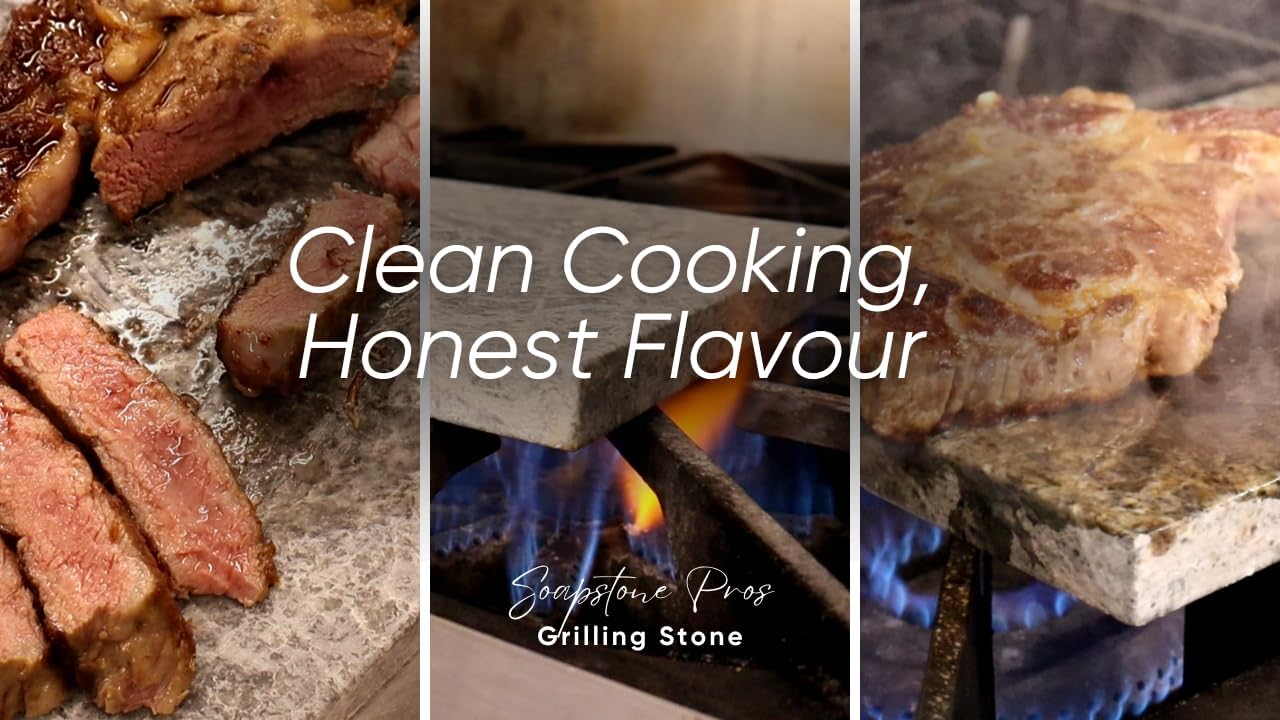 Grilling Stone by Soapstone Pros - Perfect for BBQ, Grill and Oven - Natural Non-Stick - rectangular - 16" X 8"