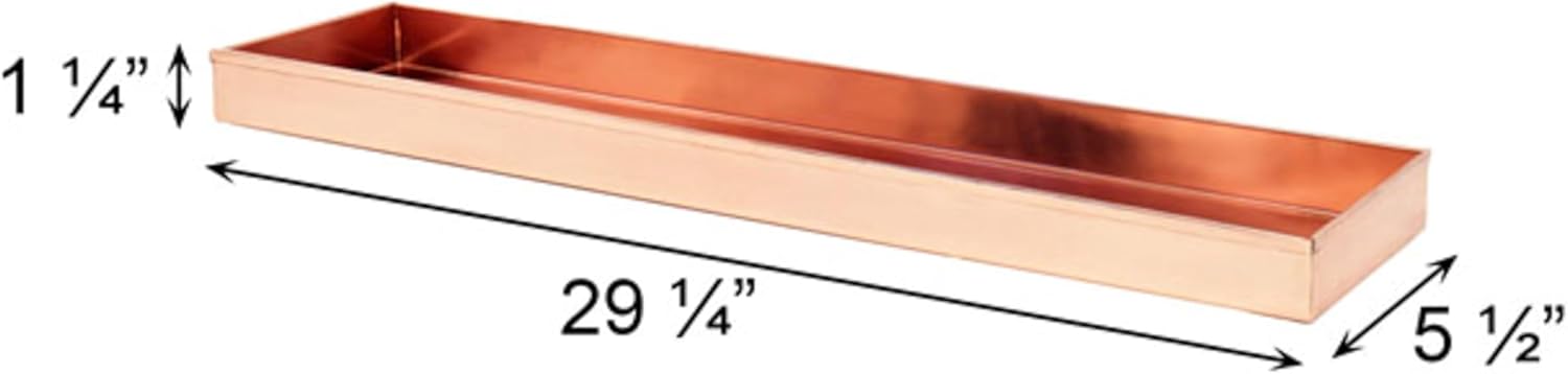BestNest Long Copper Windowsill Plant Trays, 29 in L, Set of 3 – Stainless Steel Plant Trays with Copper Plating, Narrow Windowsill Design for Potted Plants