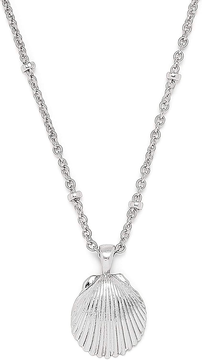 Pura Vida 18" Rose Gold or Silver Satellite Shell Necklace - Adjustable Length, Brass Base - Brand Charm, 3" Extender