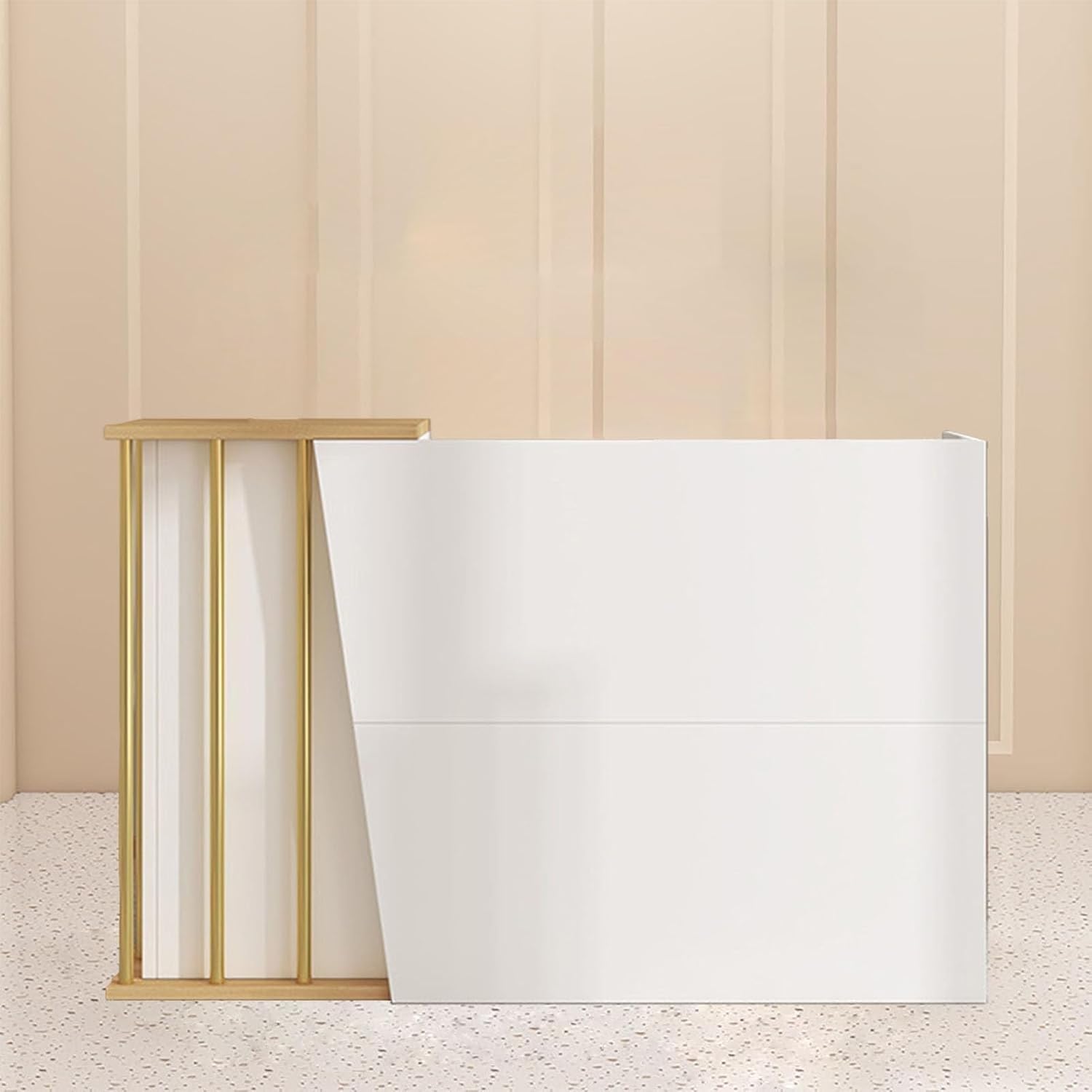 Mostrador de Recepción Compacto con Cajones, Escritorio de Recepción con Estantes y Espacio de Almacenamiento, Mostrador Comercial para Oficina, Tienda, Clínica y Vestíbulo(120x40x90cm)