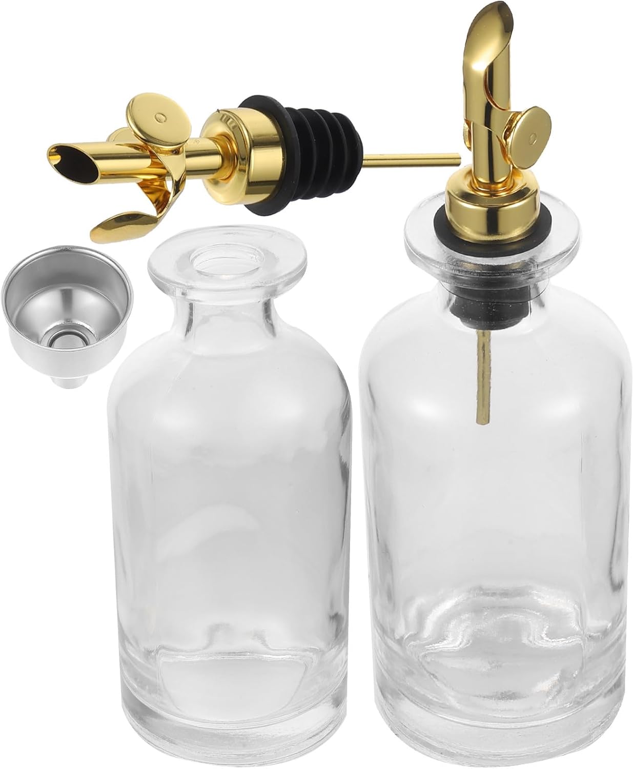 Glass Olive Oil Dispenser Bottle for Kitchen 1-set Glass Oil and Vinegar Bottle with Pourer Spout for Cooking and Salad Dressing