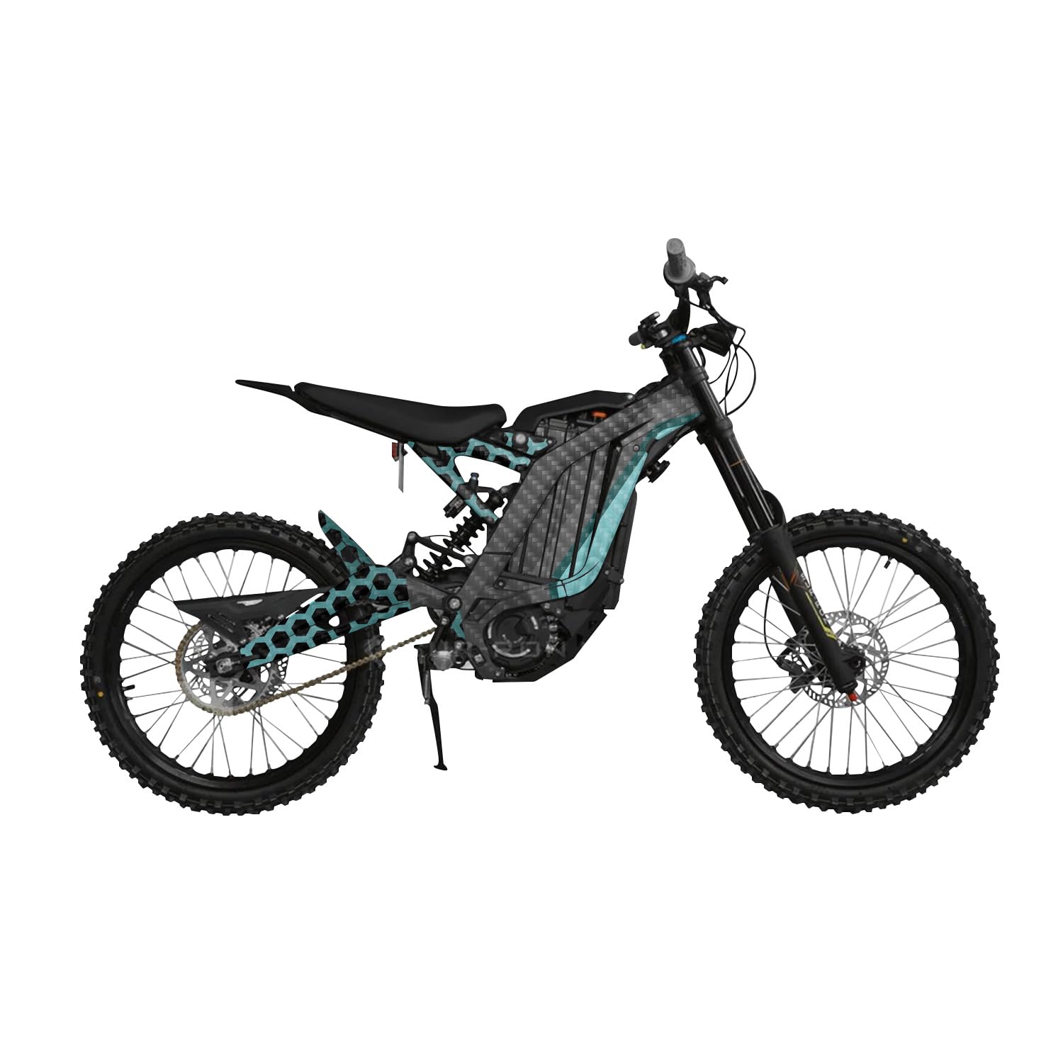 Carbon Fiber Surron Light Bee Graphics Kit Wrap - Hex Cyan - Sur-Ron Skin - Premium 3M Vinyl Protective Wrap Decal Cover - Easy to Apply | Crafted in The USA by MightySkins