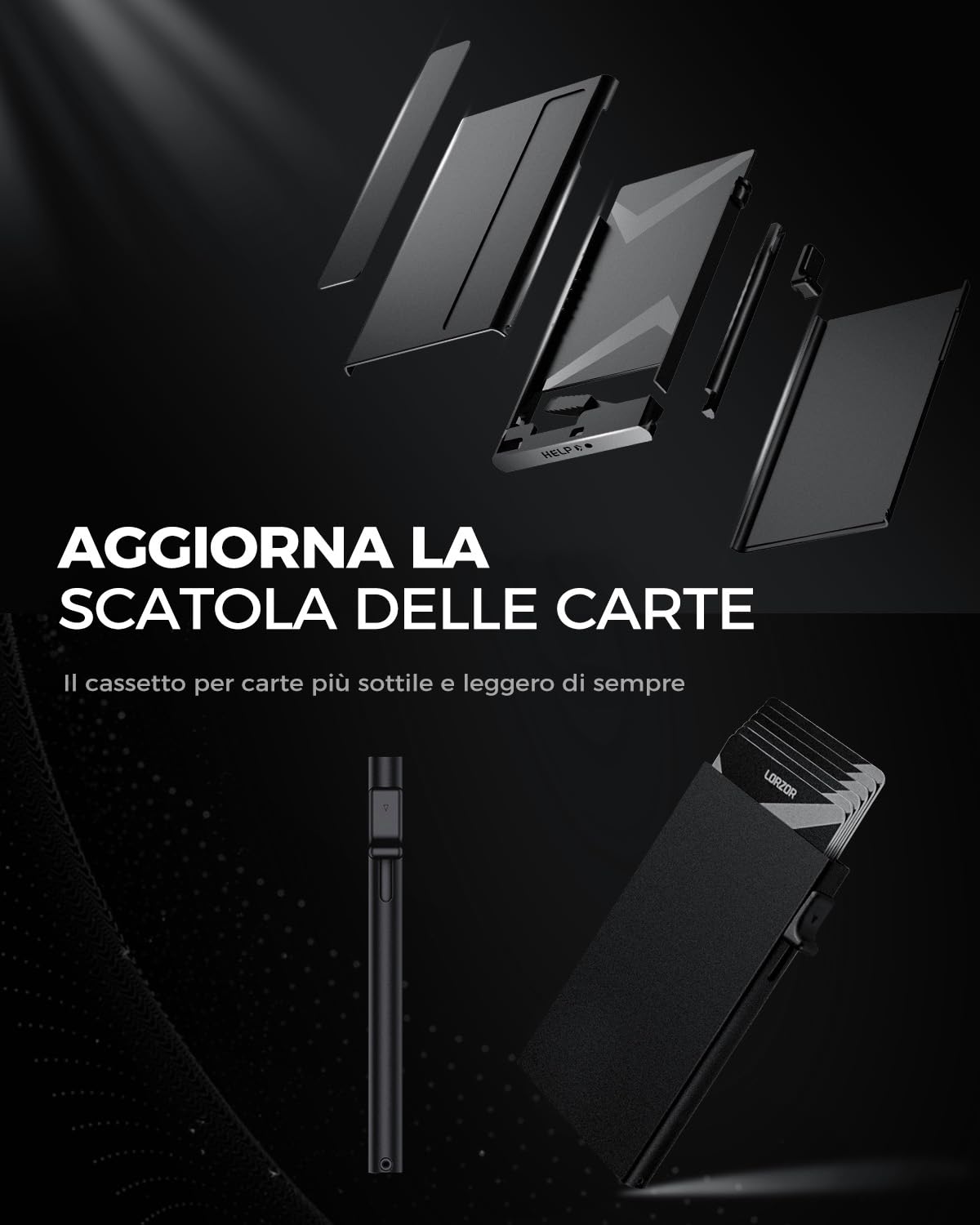 LORZOR® Portafoglio Uomo Slim Pelle, Portacarte Uomo con Protezione RFID & Portamonete, Porta Carte di Credito Pop-up Contenere 10 Carte, Porta Tessere Tascabile