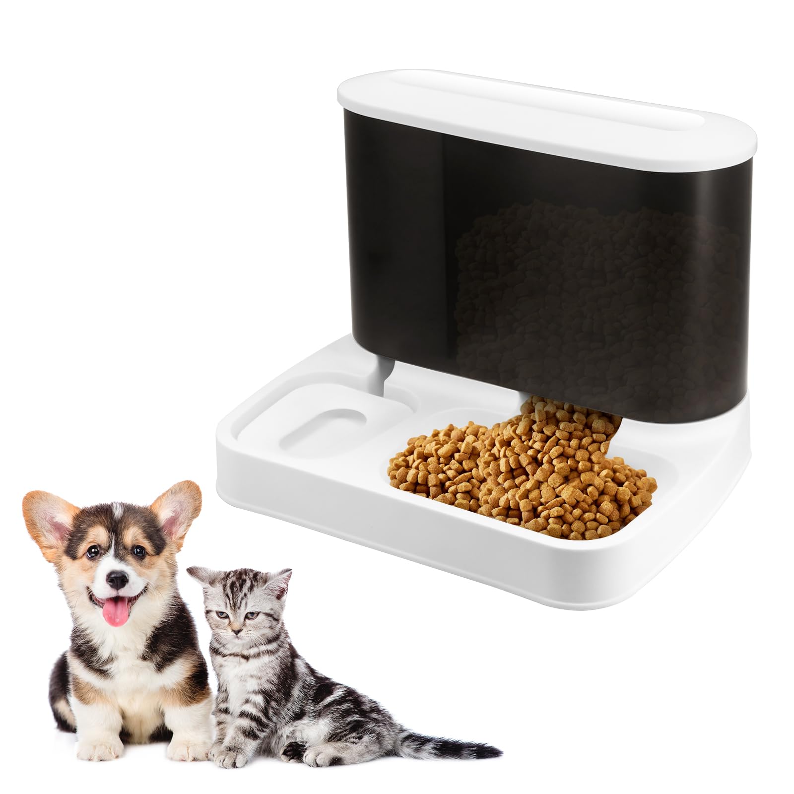 Gearific Juego de dispensador automático de agua y comida para gatos 2 en 1, comedero para gatos por gravedad, comedero para perros y dispensador de agua para perros pequeños, cachorros, gatos, mascot