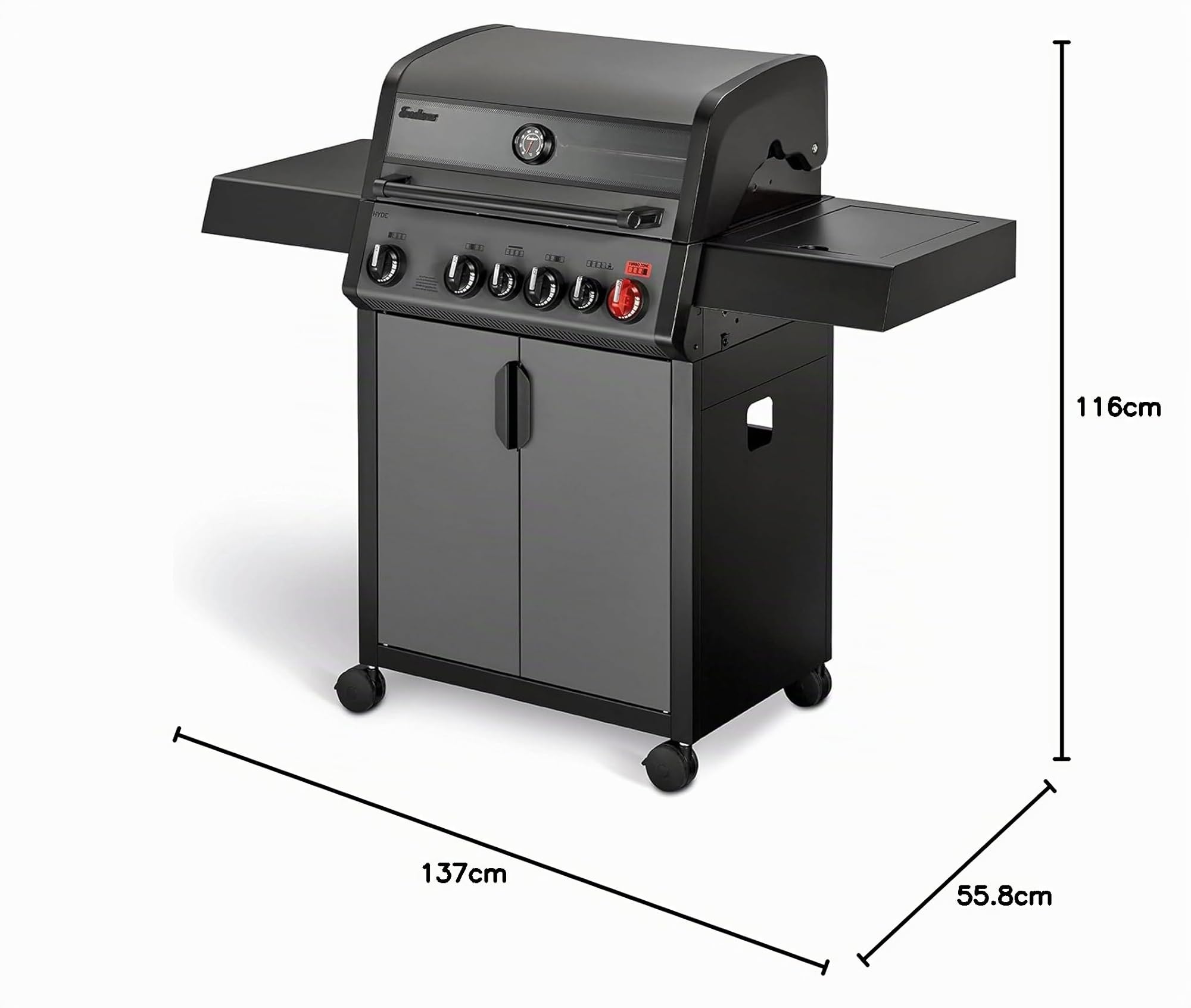 ENDERS - Barbecue Hyde 4-6 brûleurs dont 1 Turbo Zone - 1 brûleur arrière infrarouge - 1 brûleur latéral - SWITCH GRID - 19,4 kW