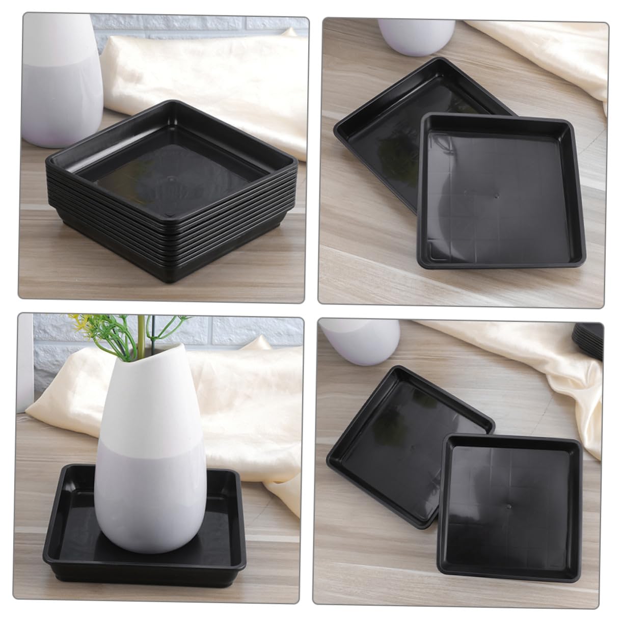Bandejas De Goteo para Plantas 15 Unidades Resistentes De Plástico Base Cuadrada 18x18 Cm Ideales para Macetas En Casa y Jardín