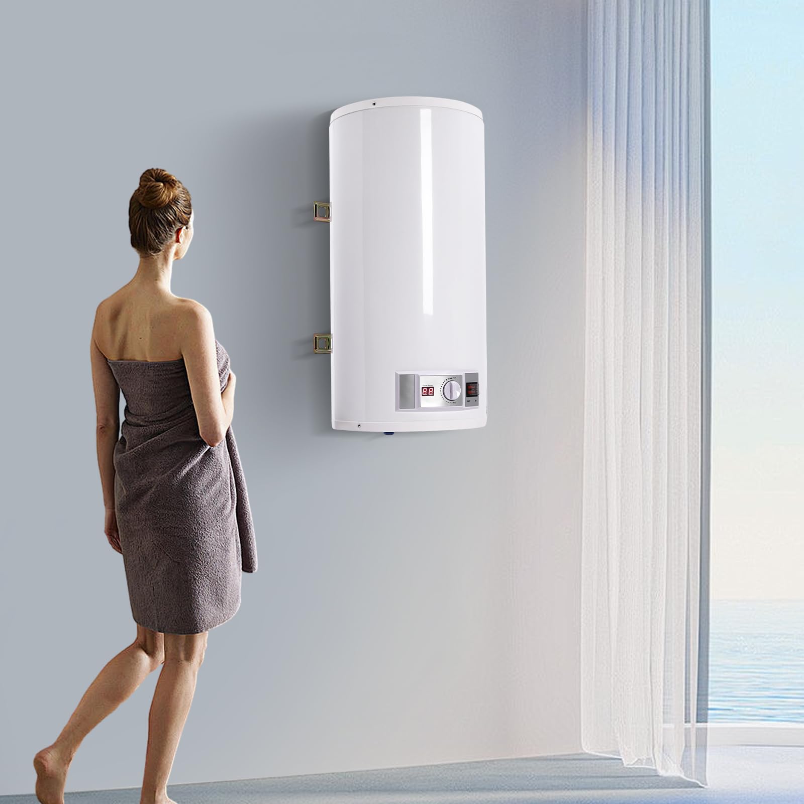 Caldaia elettrica per acqua calda, 80 litri, potenza di riscaldamento 2 KW, scaldabagno 220 V, dispositivo con set doccia per WC, appartamenti, bagno