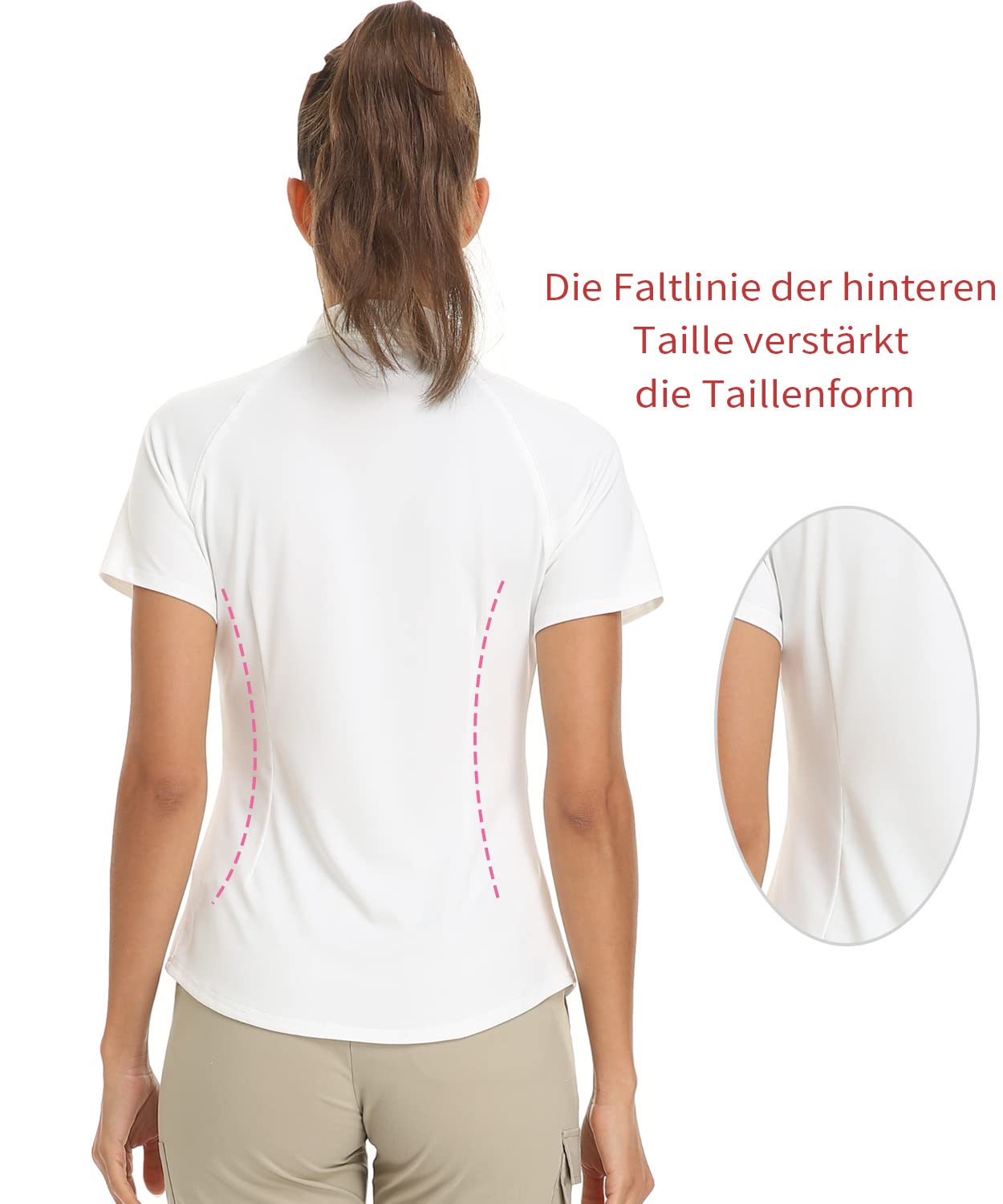 Soneven Poloshirt für Damen Kurzarm Sportshirt Damen mit 1/4 Reißverschluss Sport Tshirts Damen Schnelltrocknend Atmungsaktiv Polohemd für Golf Reiten Tennis Fitness Trainning Laufen