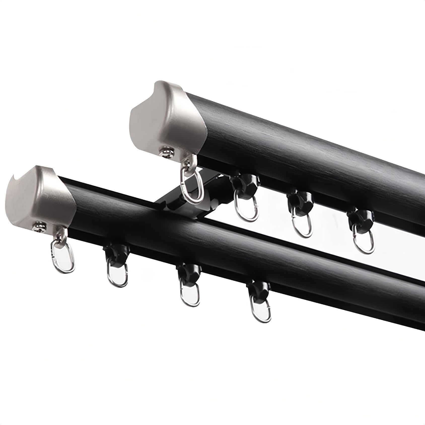 CMJYMX Curtain Rod Ceiling/Wall Mounted Curtain Rail For Curtains, Drapes, And Room Dividers Black/White Curtain Track 2.3ft To 19.7 Ft(Black,4.6FT/140CM)