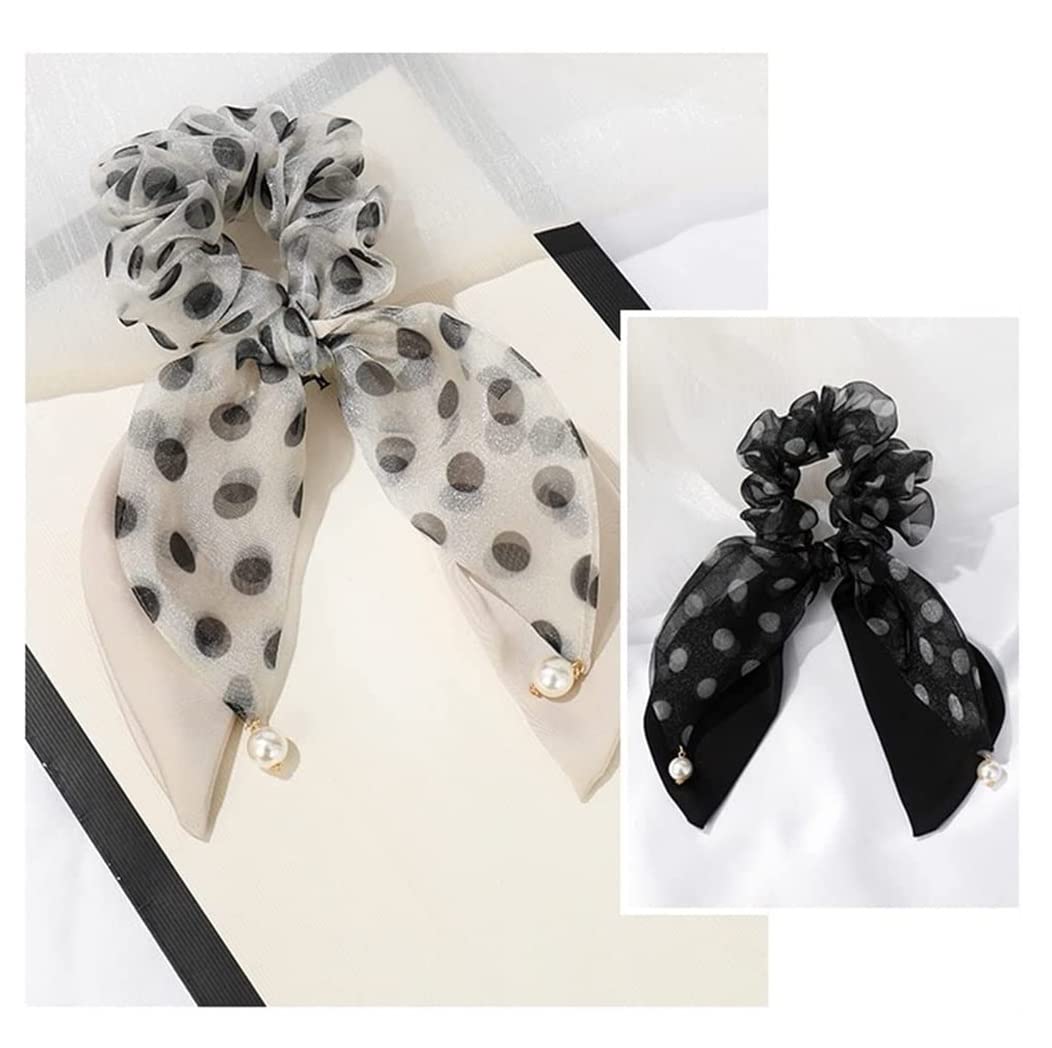 Feste Elastici Capelli Scrunchies Cravatte Per Capelli Scrunchy In Raso Di Seta, Supporto Per Cavallo Elastico Per Con Orecchie Da Coniglio Decorazione(A)