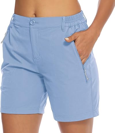 BGOWATU Women's Hiking Golf Shorts Outdoor Summer Shorts Zipper Pockets
