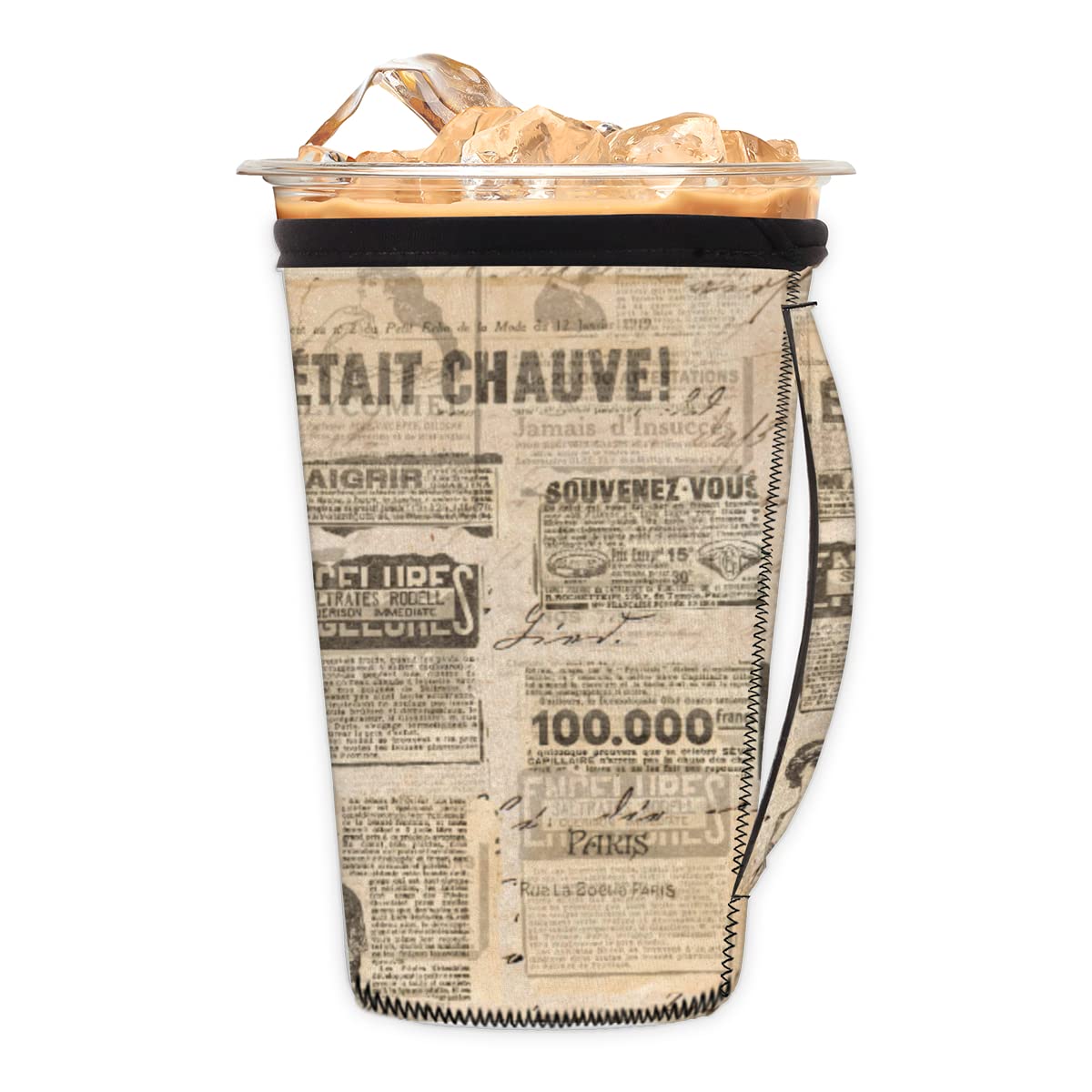 Housse réutilisable pour tasse à café glacé en néoprène avec poignée pour tasses à soda, café, latte (473,6 g